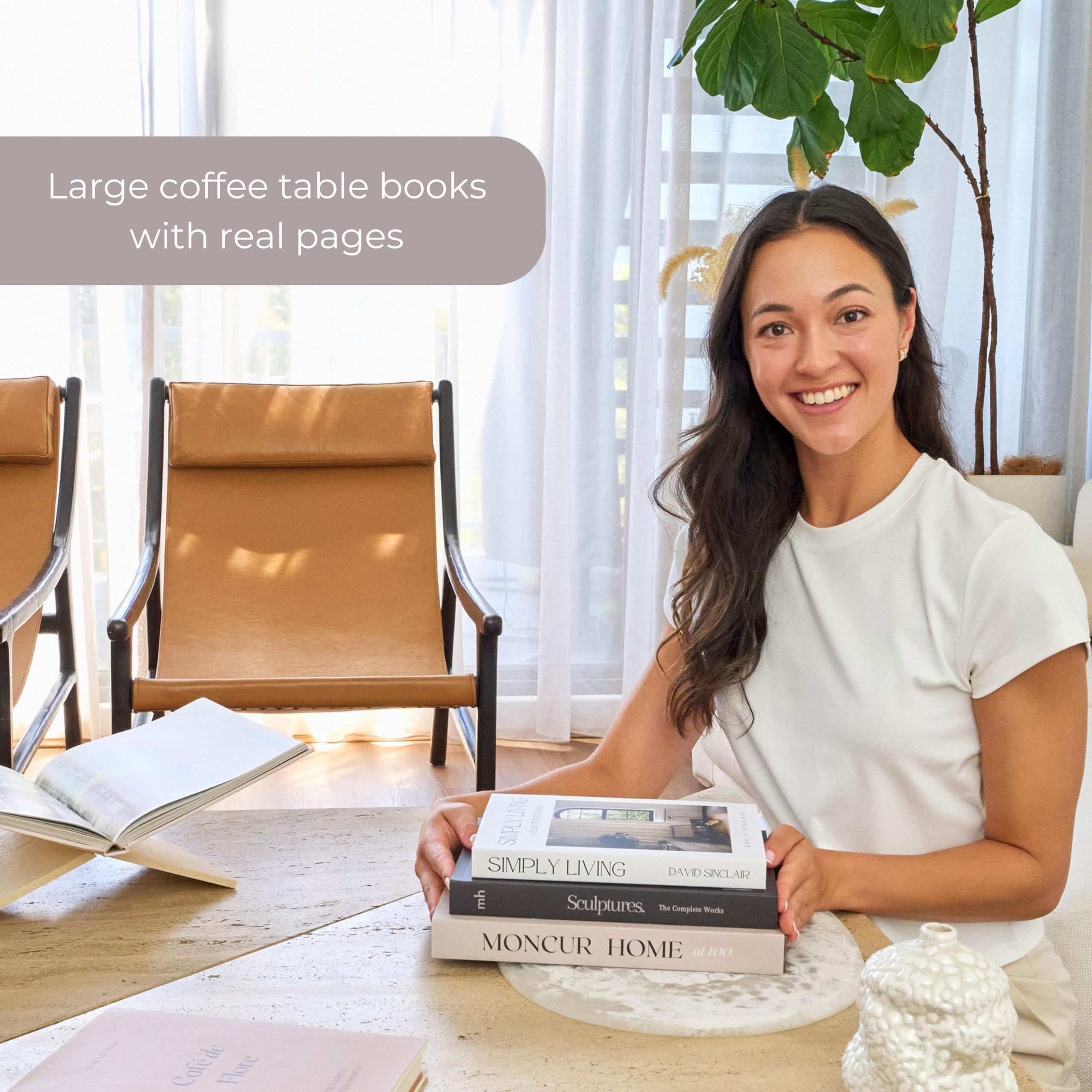Varied heights create depth in a Moncur Home book display