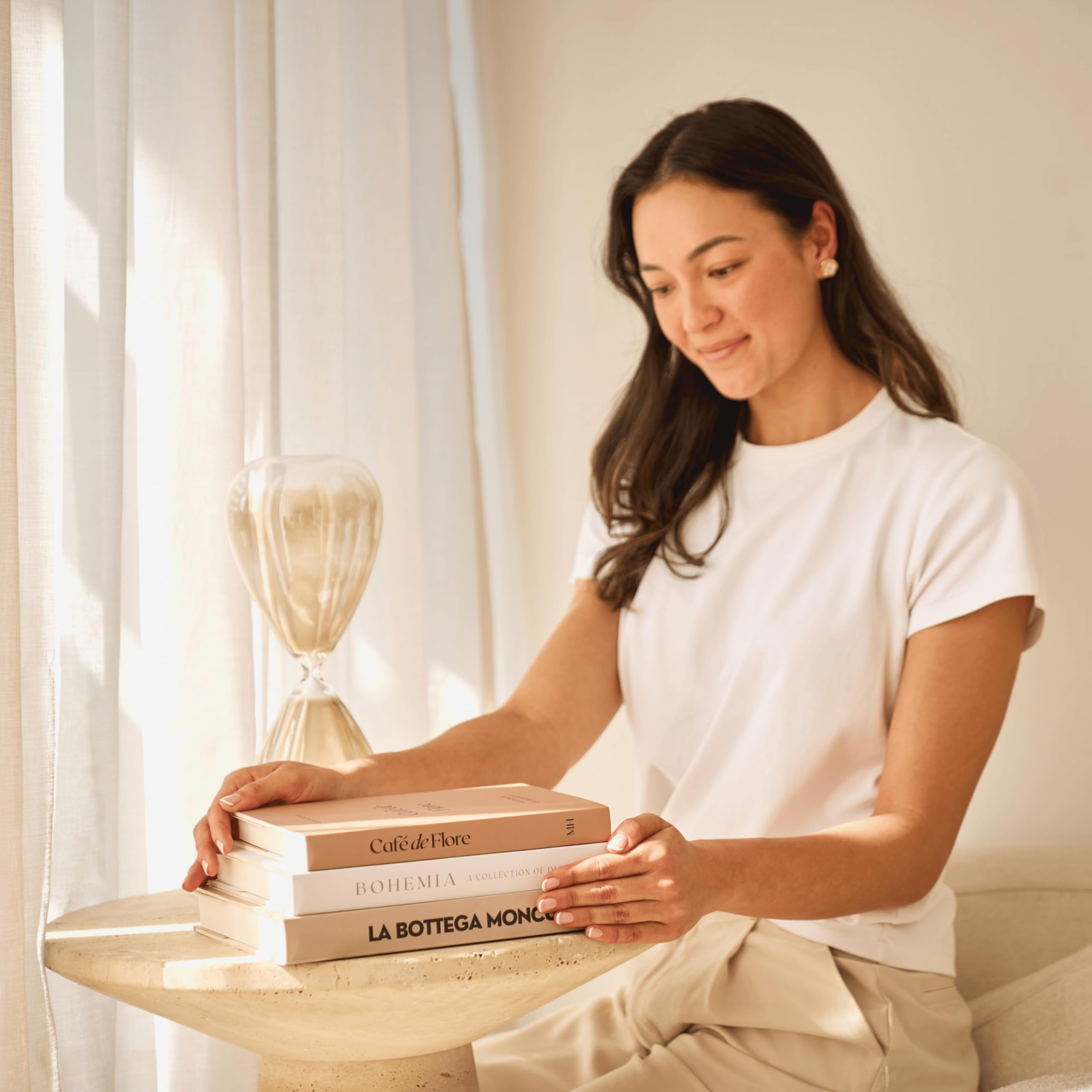 Moncur Home faux books reveal real blank pages for journaling or guest-book displays.