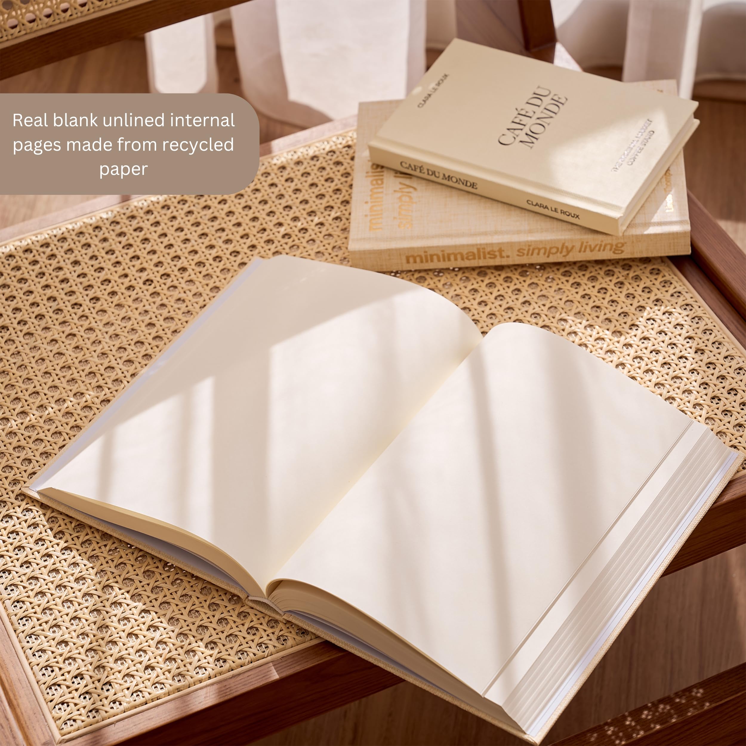 Moncur Home faux books feature textured matte covers for premium shelf presence.
