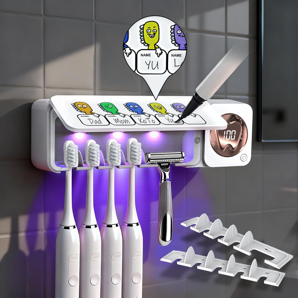 MONIAN toothbrush holder front view with five-slot design for families