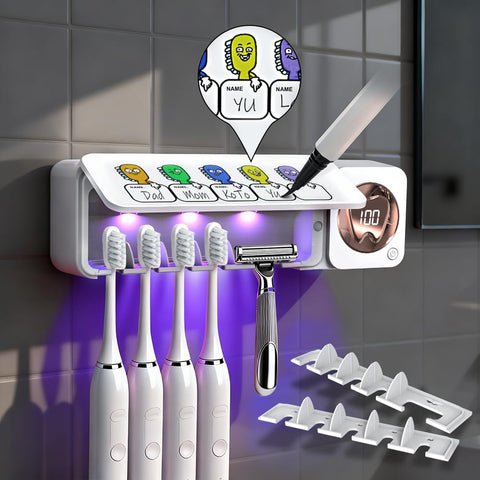 MONIAN toothbrush holder front view with five-slot design for families