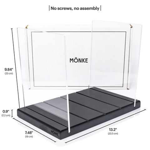 MÖNKE rack’s sleek black finish complements any record player setup.