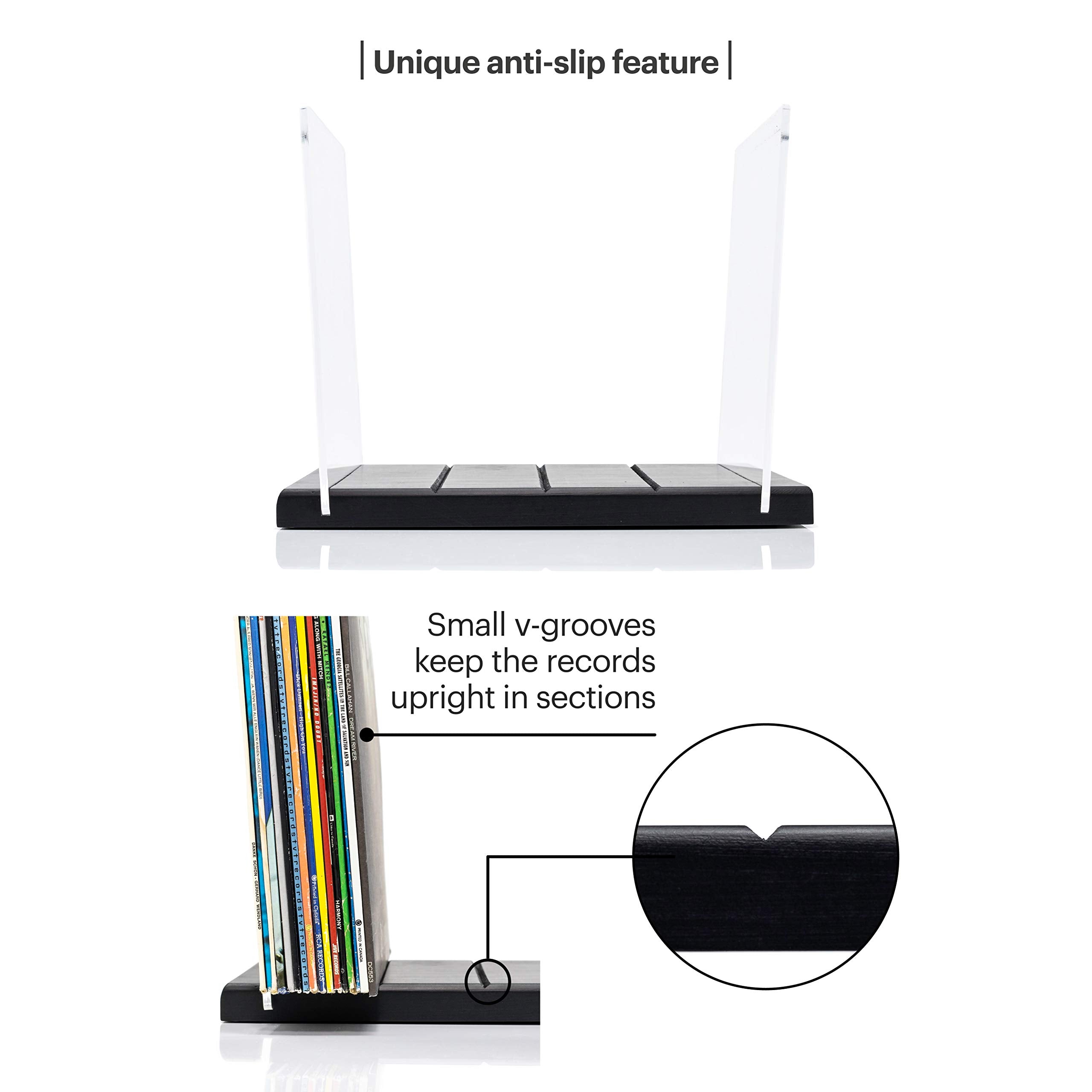 MÖNKE rack uses V-groove design to keep records upright and organized.