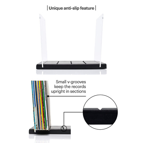 MÖNKE rack uses V-groove design to keep records upright and organized.