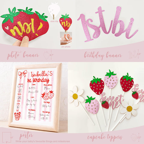 Monnberry cupcake-toppers-berry-first sparkles across treats for a cohesive theme.