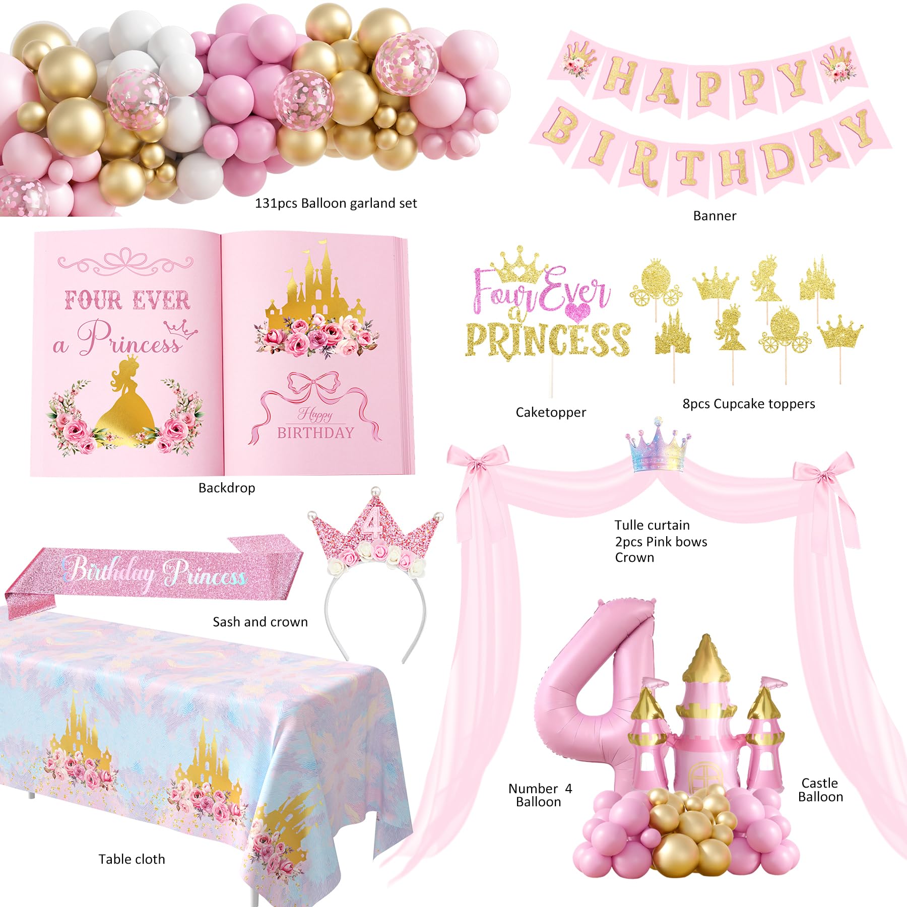 Monnberry princess banner and sash create a polished, cohesive party look