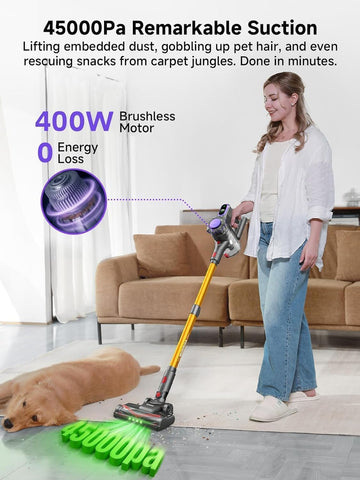 MONSGA MV3 45KPa suction demonstrates powerful performance on pet hair and crumbs