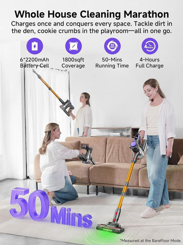 MONSGA MV3 50-minute runtime highlights extended cleaning without frequent recharges