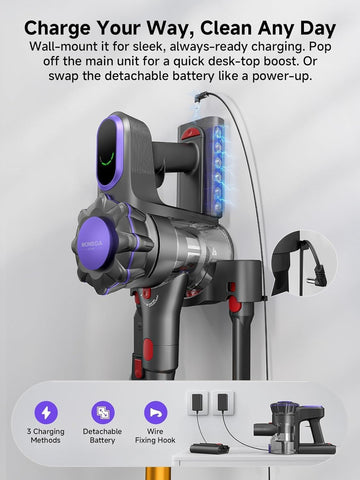 MONSGA MV3 charging dock keeps the unit neatly stored