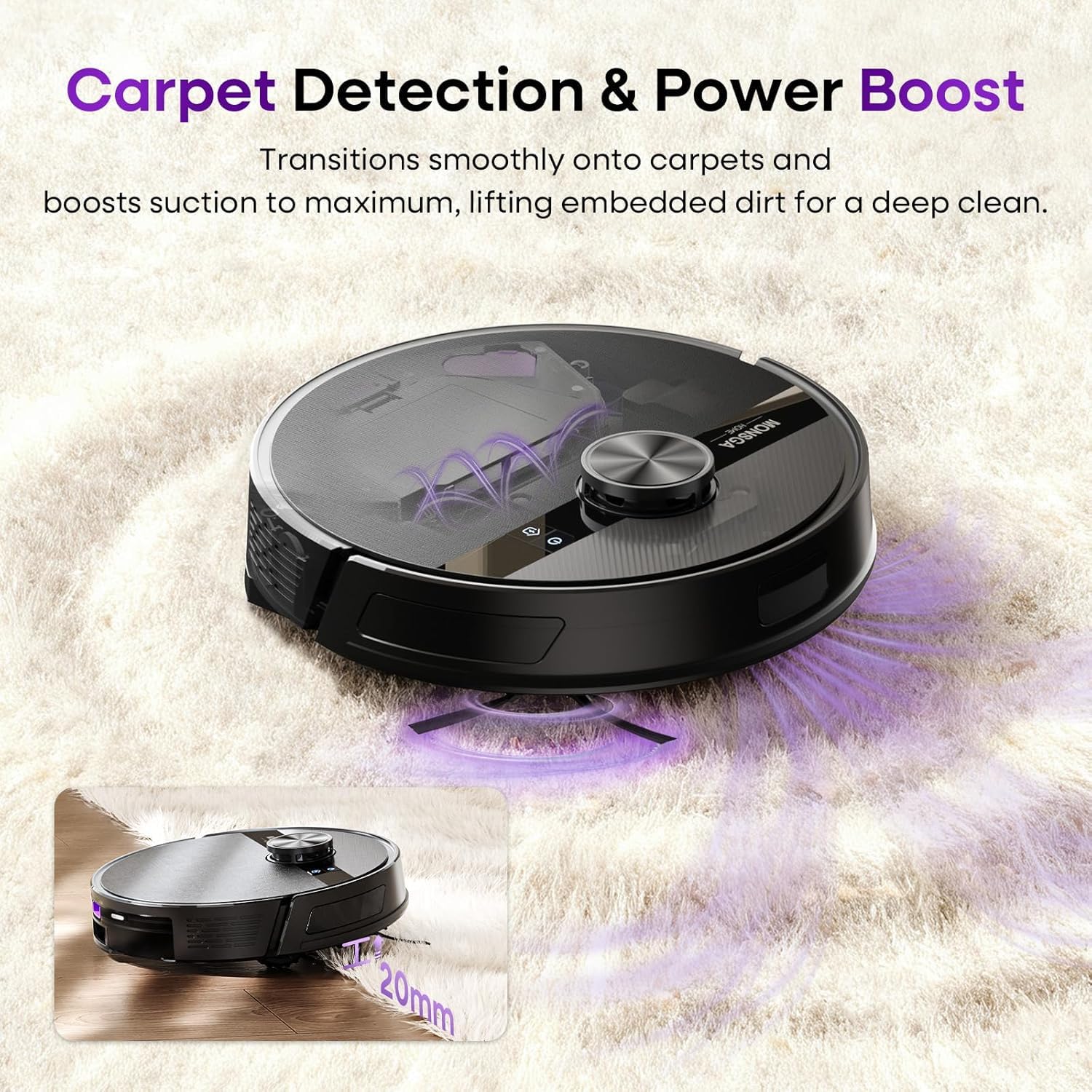 MONSGA quiet operation under 55dB for undisturbed cleaning