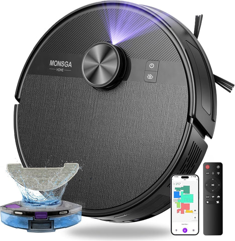 MONSGA robot vacuum delivers 7000Pa suction for tough dirt on hard floors