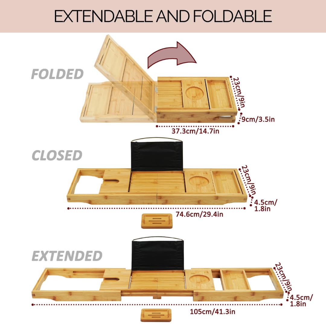 Monsuri non-slip base ensures stable use during baths and easy placement.