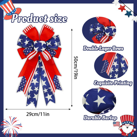 Montekin bow tree topper for Independence Day outdoors