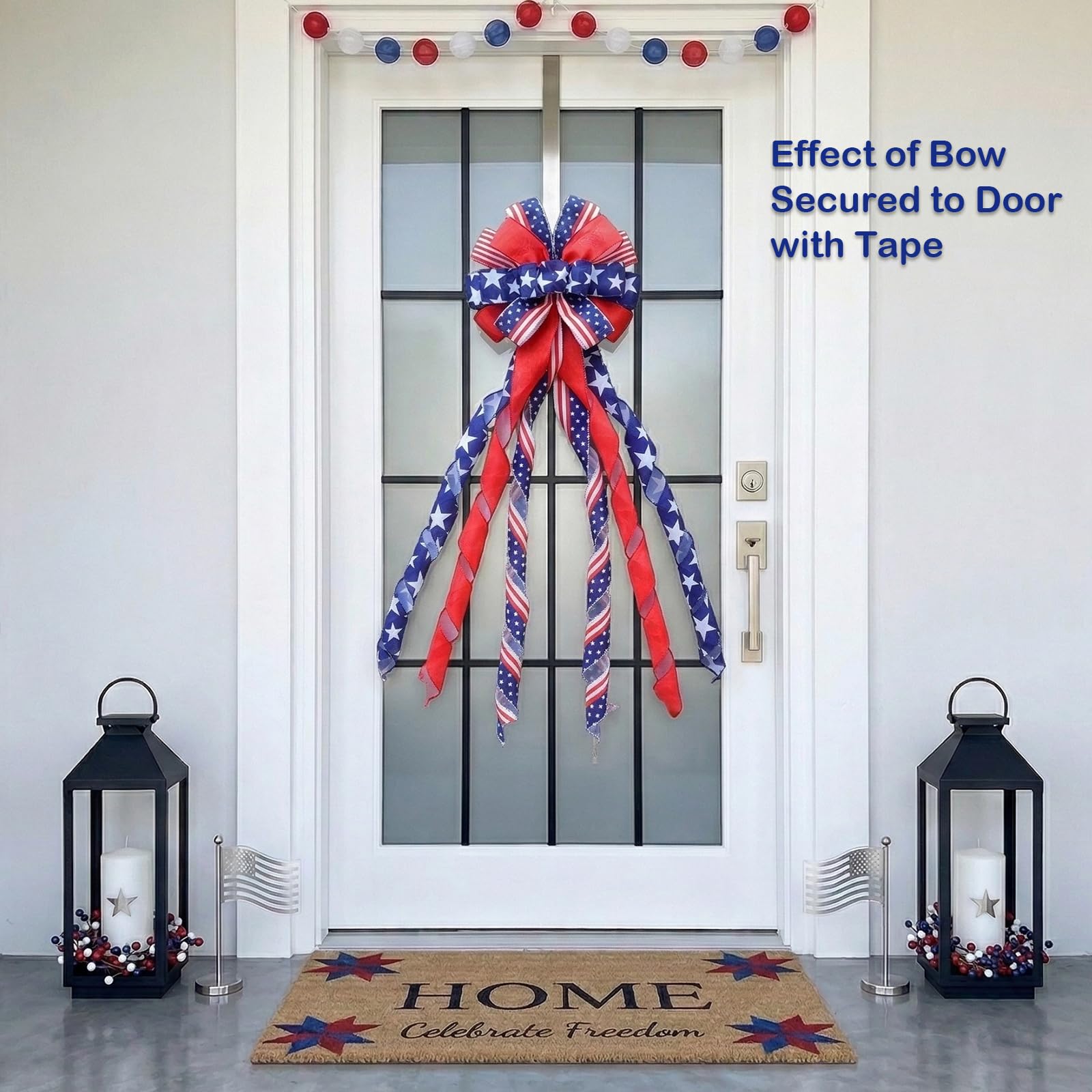 Montekin patriotic tree topper bow 53in Fourth of July decor focal point