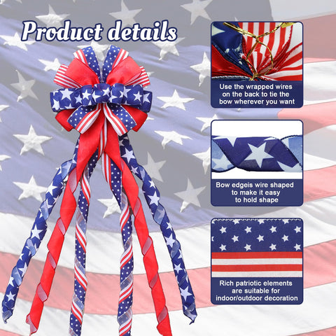 Montekin patriotic tree topper bow 53in indoor mantel accent for celebrations