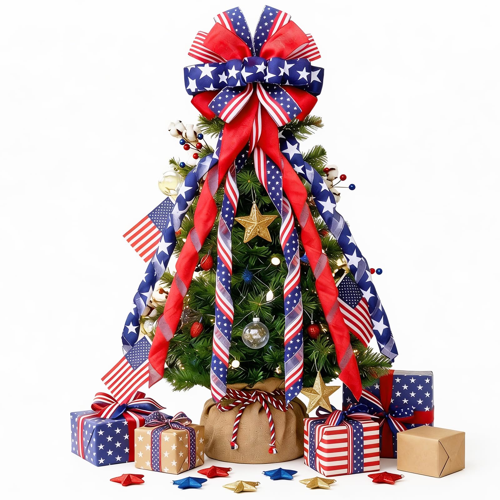 Montekin patriotic tree topper bow 53in wreath decoration adds holiday charm