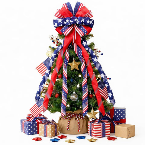 Montekin patriotic tree topper bow 53in wreath decoration adds holiday charm