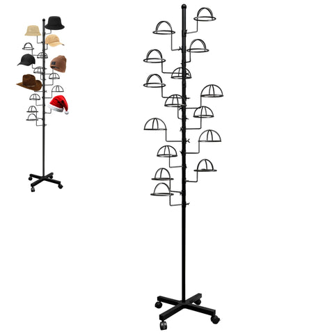 Montex hat rack base with smooth casters for easy relocation and stable display.