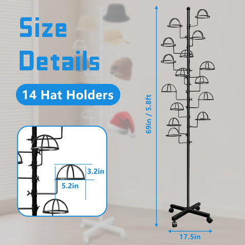 Montex hat rack vertical adjustment to fit different hat styles.