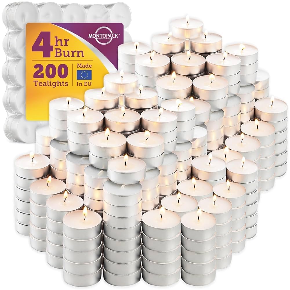 MontoPack unscented tea light candles in a 200-pack for elegant ambience.