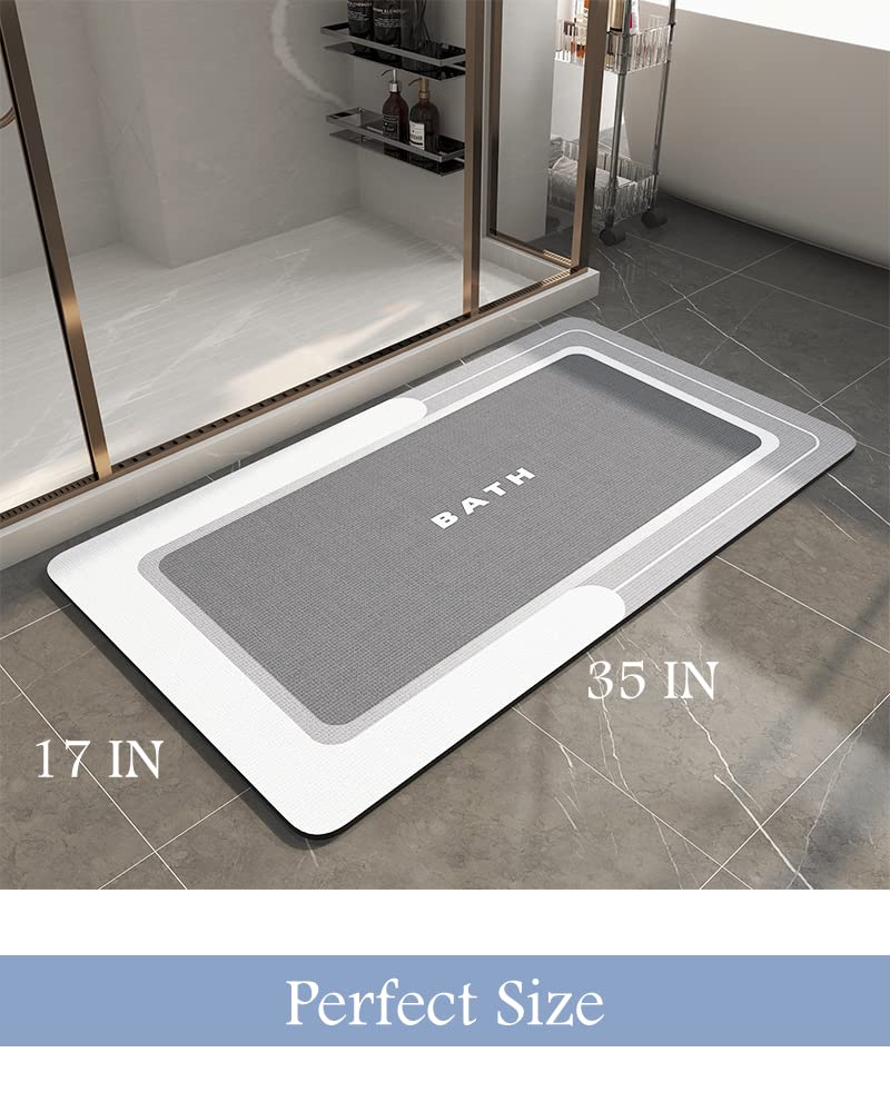 MontVoo bath mat 17x35 size offers a roomy, spa-like look.