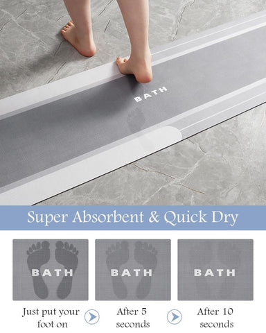 MontVoo absorbent diatomaceous grey mat quickly soaks water for a drier space