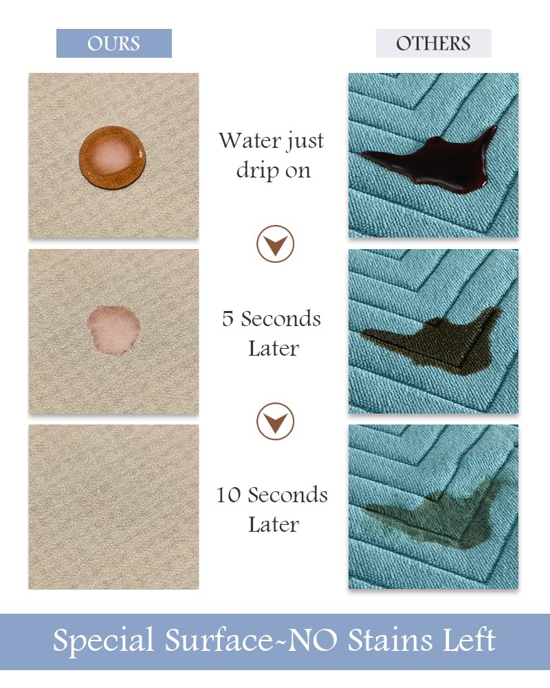 MontVoo diatomaceous earth mat absorbs water rapidly for quick-dry comfort.