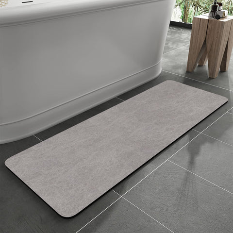 MontVoo bath mat gray faux suede under door with non-slip grip