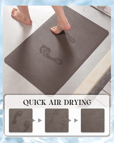 MontVoo mat features rubber backing for anti-slip grip on wet bathroom floors
