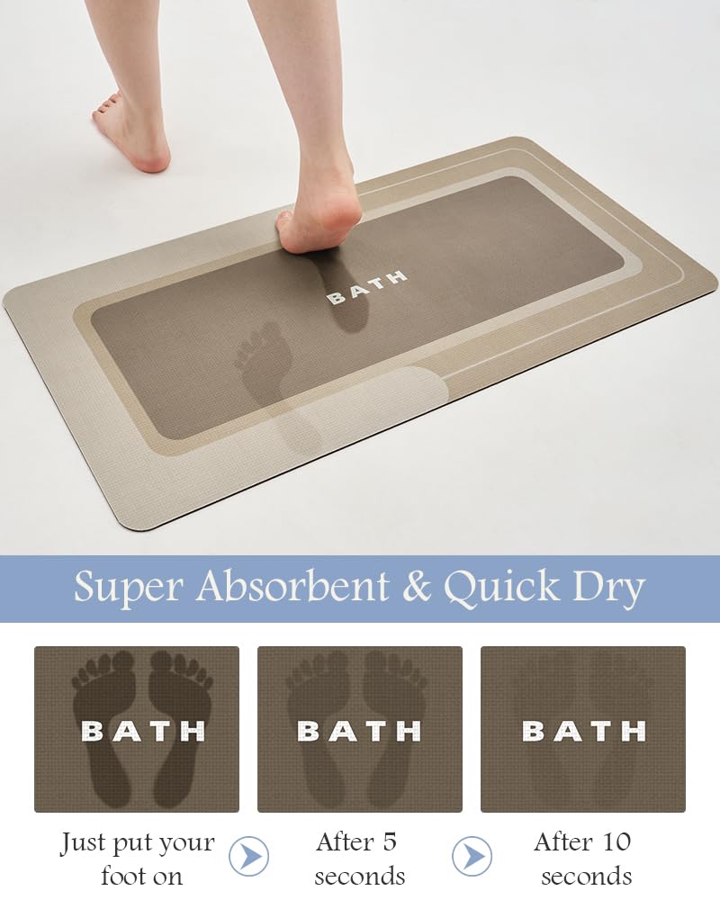 MontVoo mat with stain-resistant surface stays clean after showers.