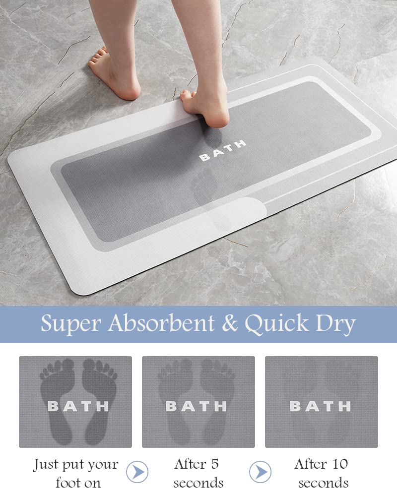 MontVoo bath mat stain-resistant nano-porous surface helps keep floors clean.