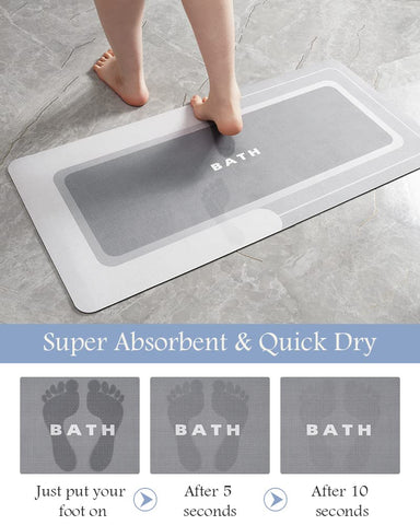 MontVoo bath mat stain-resistant nano-porous surface helps keep floors clean.