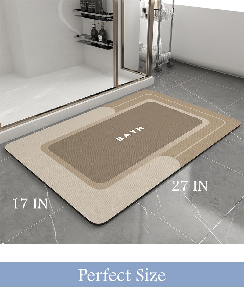 MontVoo 17x27 beige mat complements small bathrooms and vanities.
