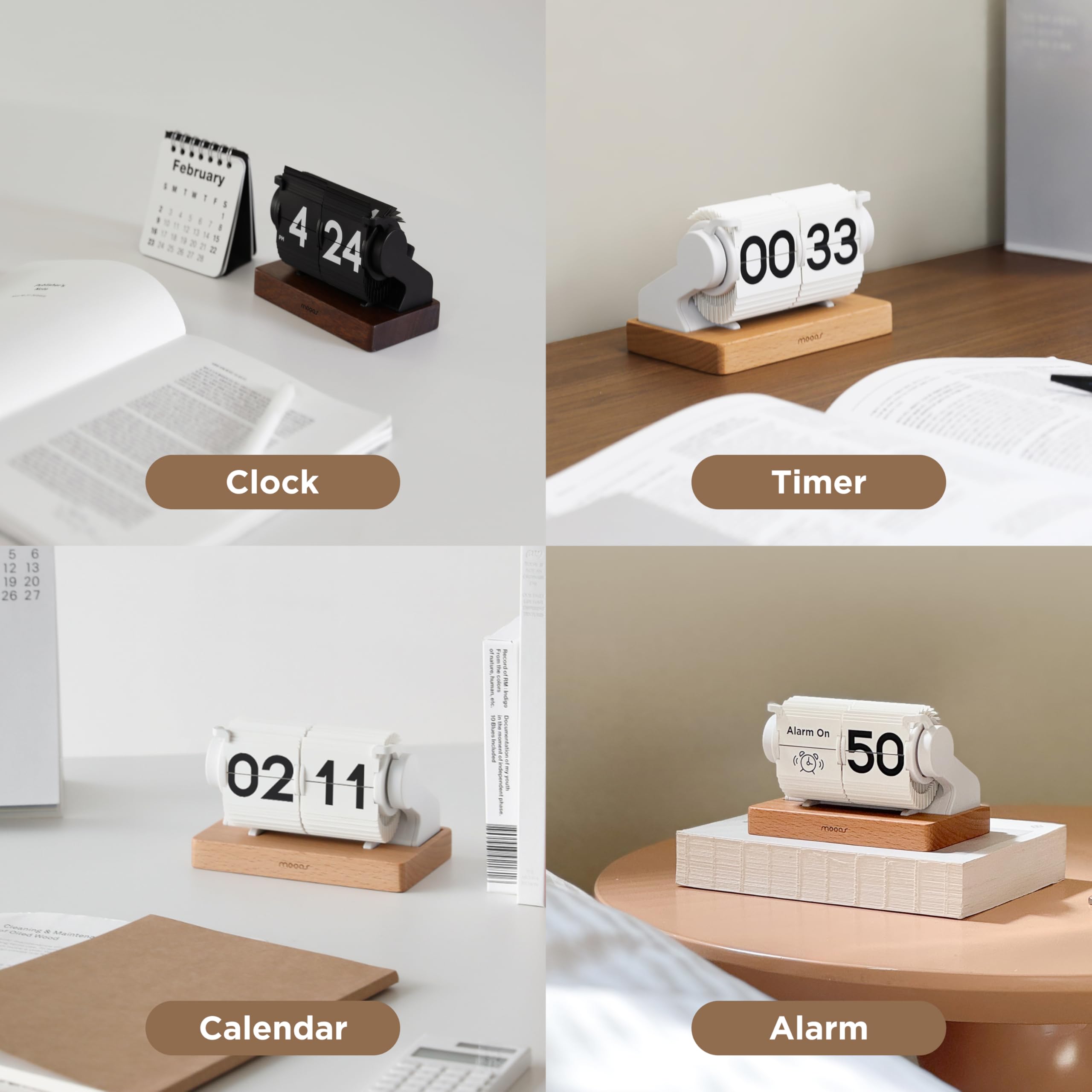 mooas clock showing AM PM indicator near the time pad