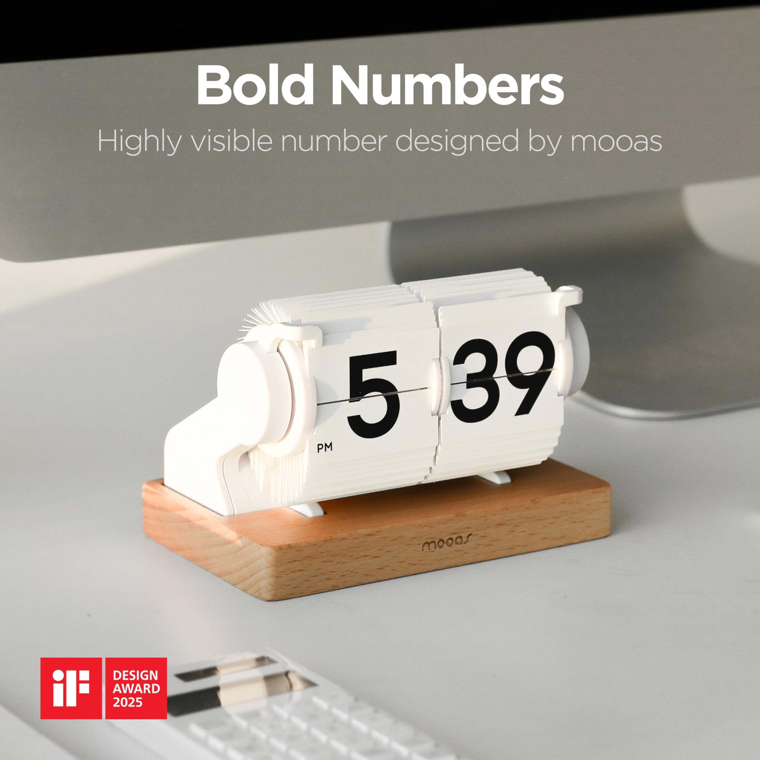 mooas flip clock digits close up highlighting large numerals