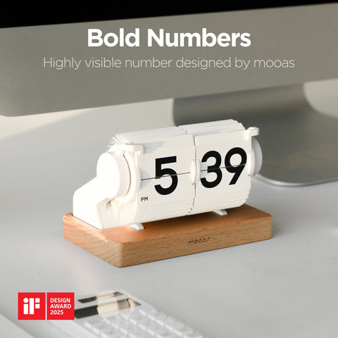 mooas flip clock digits close up highlighting large numerals