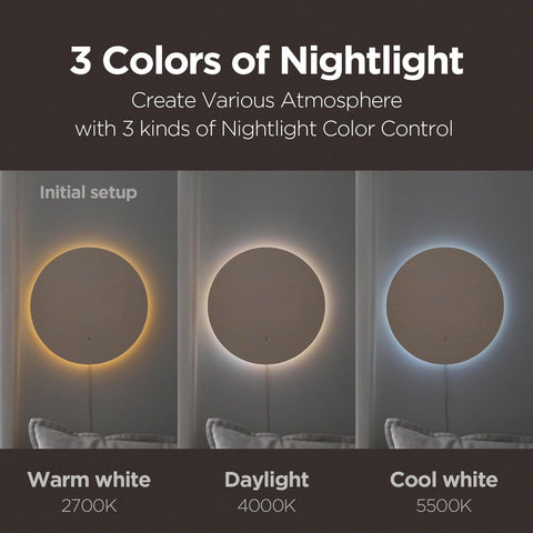 mooas Full Moon LED wall clock auto brightness sensor for day and night readability