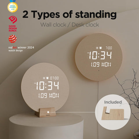 mooas Full Moon LED wall clock nightlight mode creates ambient mood lighting