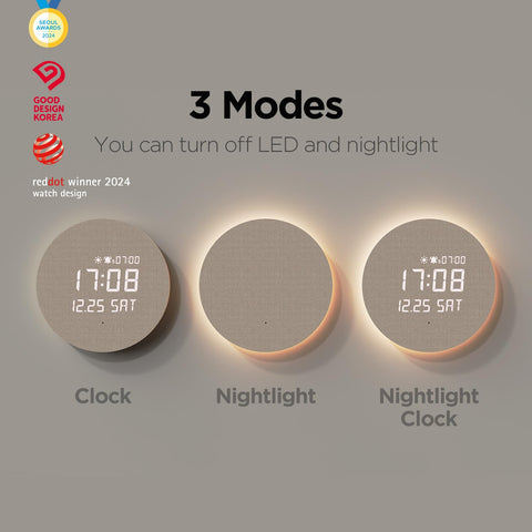 mooas Full Moon LED wall clock with remote control for easy adjustments