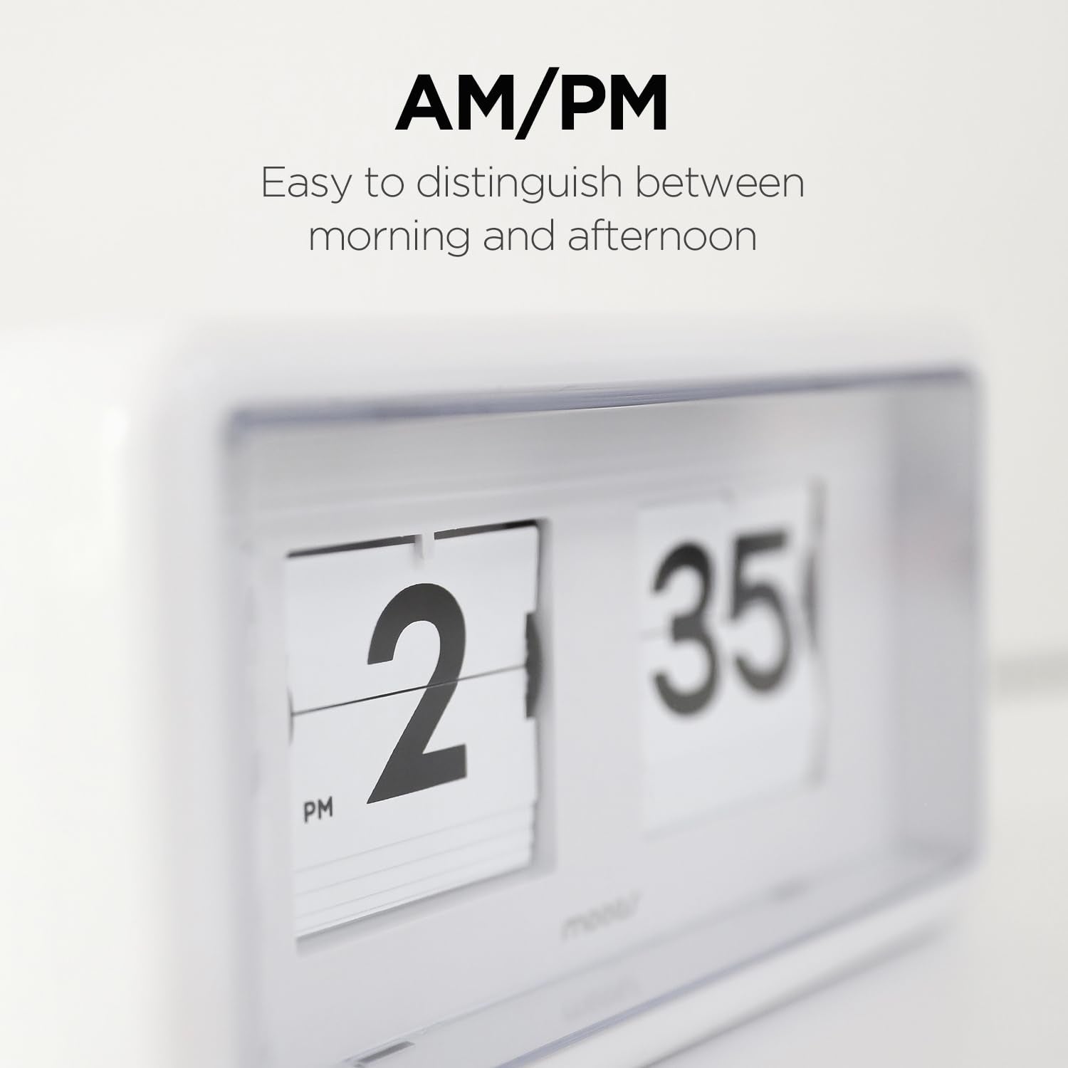mooas Newtro Flip Clock cream battery compartment demonstrates simple power setup