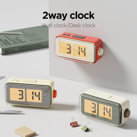 mooas Retro Flip Clock mocha brightness-adjusted display reduces glare