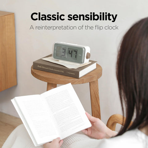 mooas Retro Flip Clock mocha side view highlighting slim desk-friendly profile