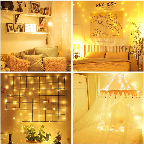 Moobibear LED string lights with a cozy warm white glow for indoor decor.