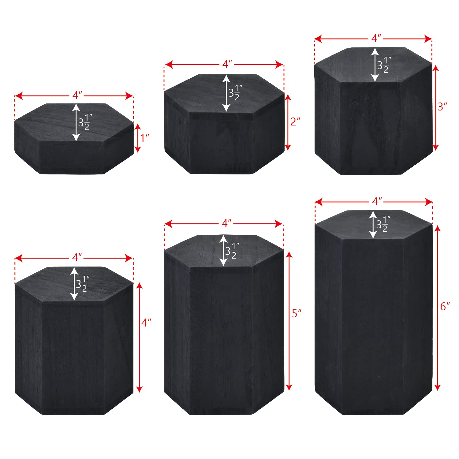 MOOCA hexagon risers with varied heights for layered jewelry displays