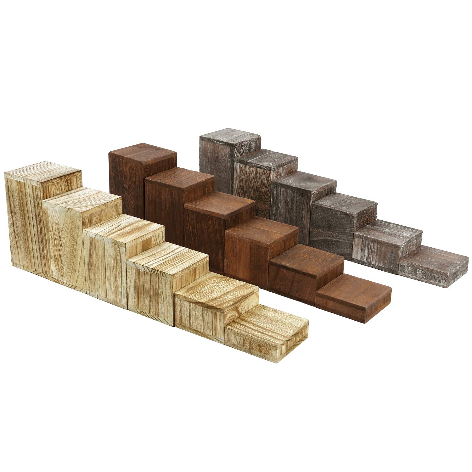 MOOCA wooden risers offer versatile heights for versatile setups.