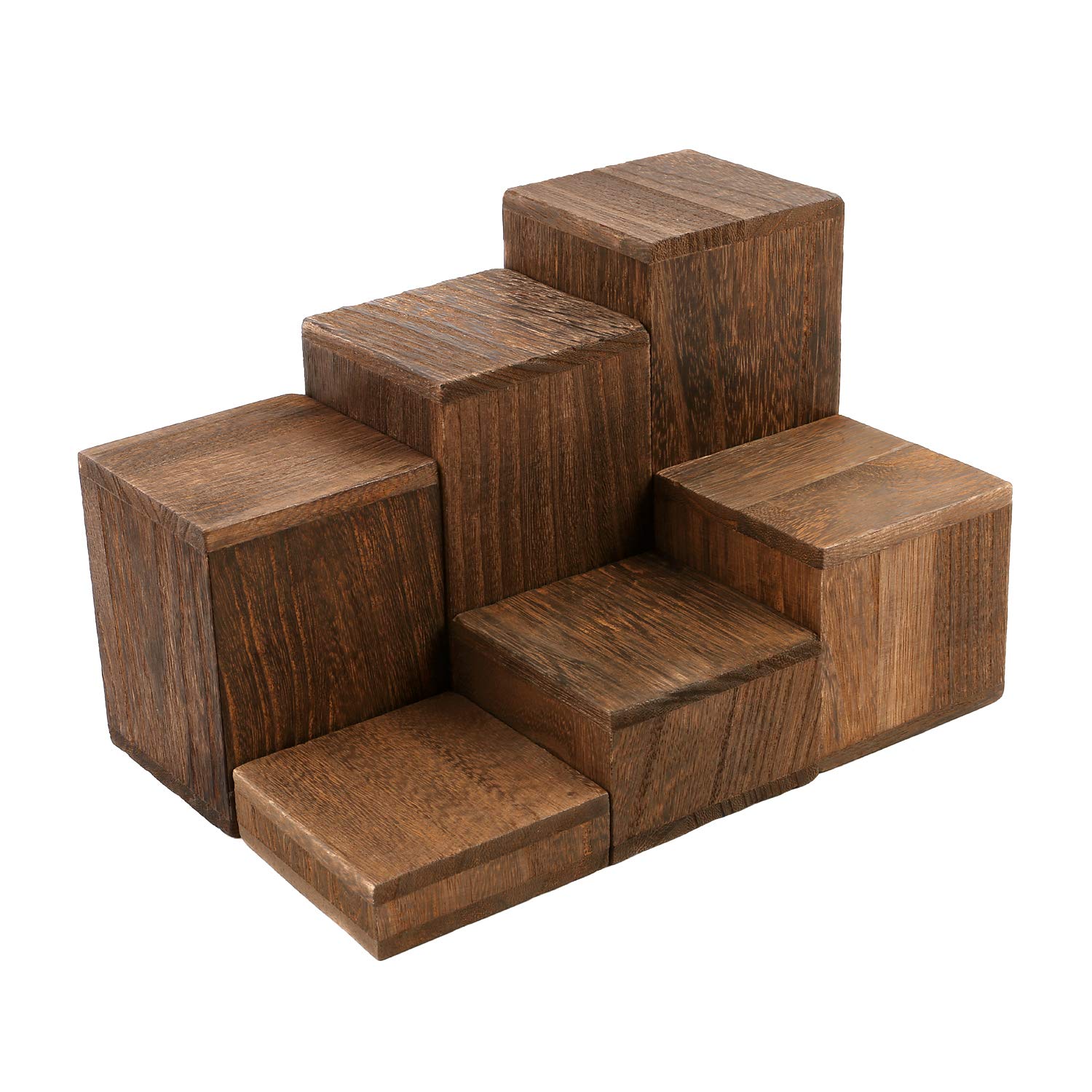 MOOCA wooden risers showcase watches clearly for easy browsing.