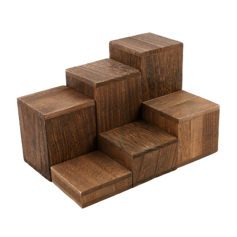 MOOCA wooden risers showcase watches clearly for easy browsing.