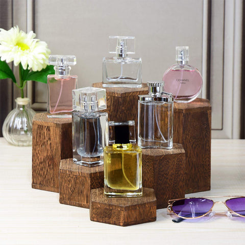 Six-piece risers arranged for tiered merchandising by MOOCA
