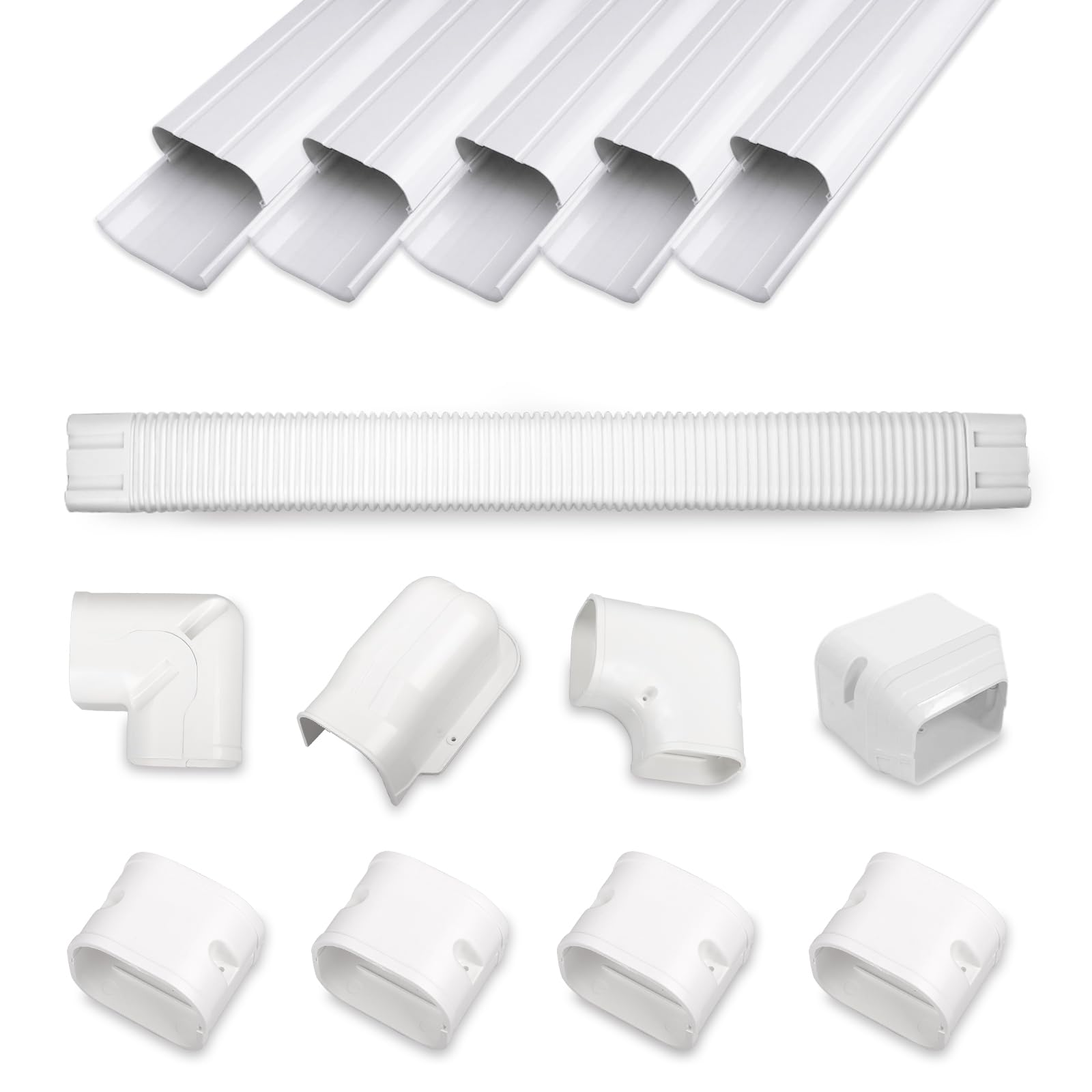 MOOITEK line set cover straight piece for neat exterior HVAC piping.