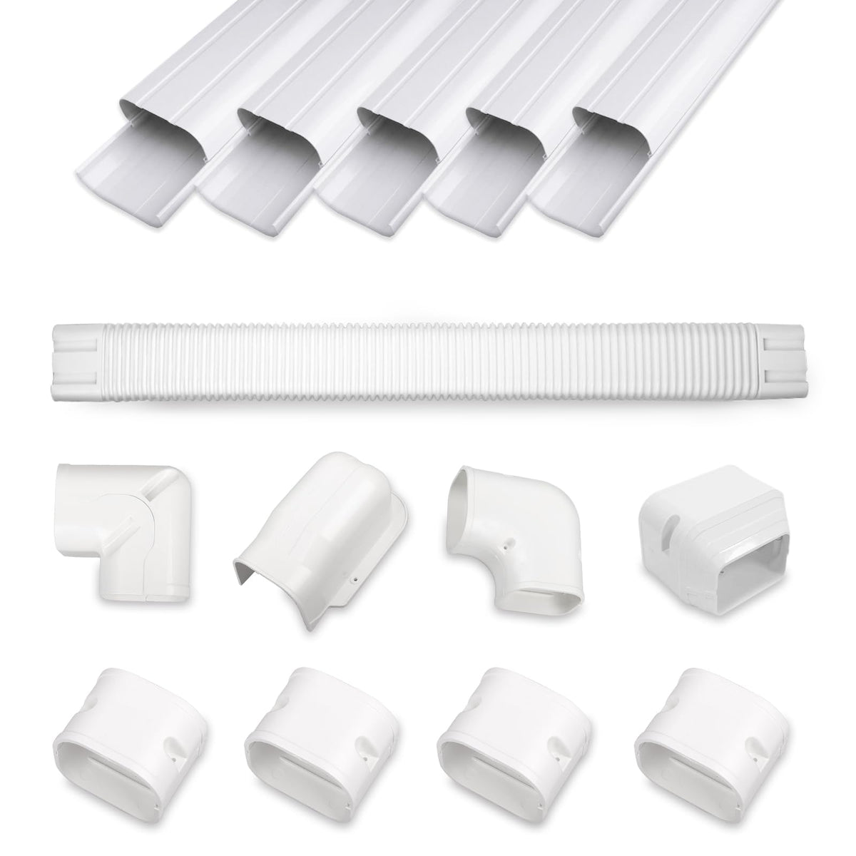 MOOITEK line set cover straight piece for neat exterior HVAC piping.
